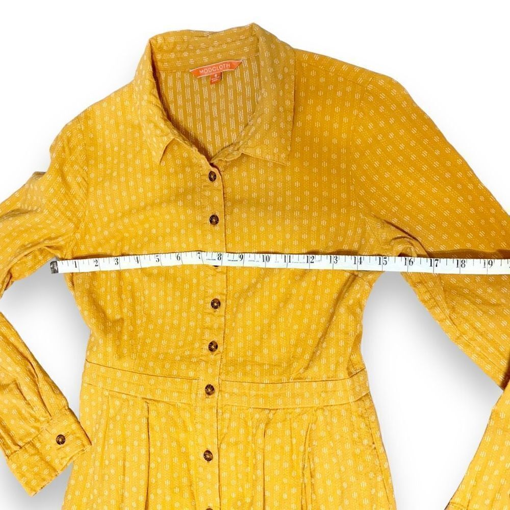 ❌SOLD❌ Modcloth Broadcast Coordinator Shirt Dress Mustard Yellow Fall Style - Picture 11 of 13